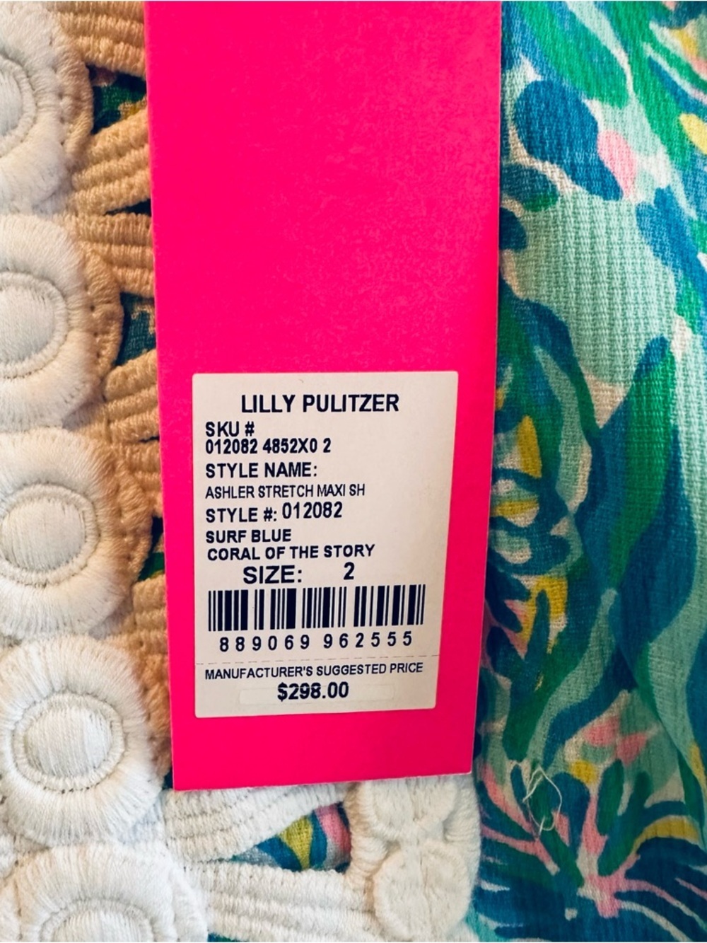 Lilly Pulitzer Ashler Stretch Maxi Dress Coral Of The Story Surf - Picture 3 of 5